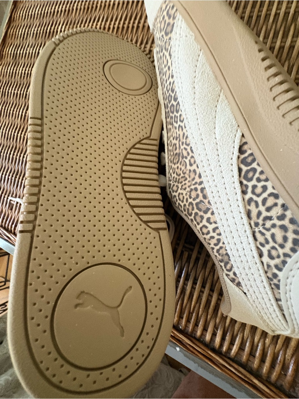 Puma Club 5v5 Women's Cream and Leopard-Print Sneakers US 7.5 - Picture 5 of 9